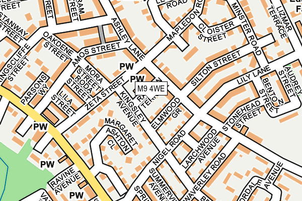 M9 4WE map - OS OpenMap – Local (Ordnance Survey)