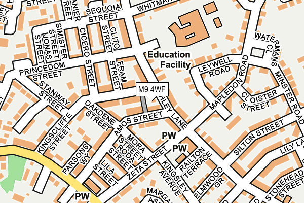 M9 4WF map - OS OpenMap – Local (Ordnance Survey)