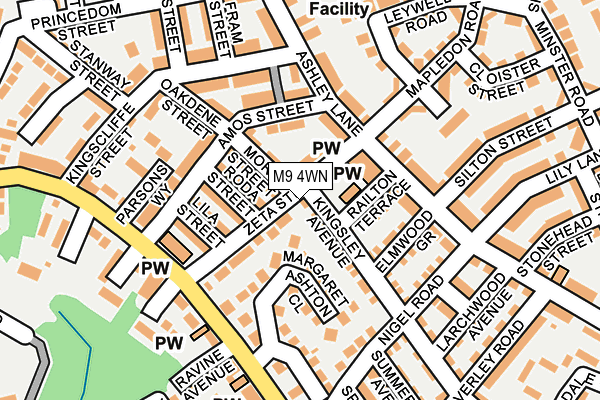 M9 4WN map - OS OpenMap – Local (Ordnance Survey)