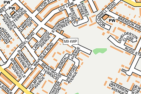 M9 4WP map - OS OpenMap – Local (Ordnance Survey)