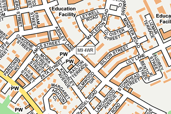 M9 4WR map - OS OpenMap – Local (Ordnance Survey)