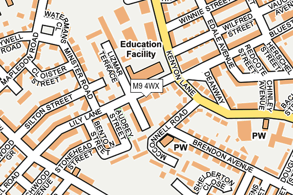 M9 4WX map - OS OpenMap – Local (Ordnance Survey)