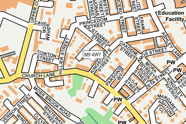 M9 4WY map - OS OpenMap – Local (Ordnance Survey)