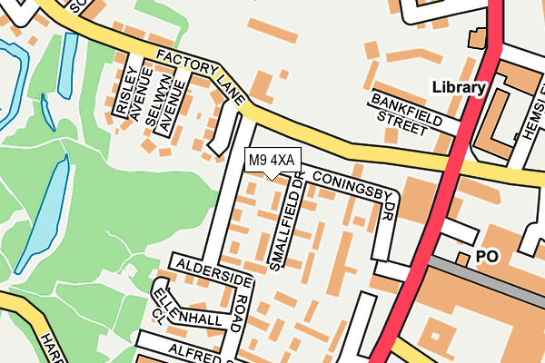 M9 4XA map - OS OpenMap – Local (Ordnance Survey)