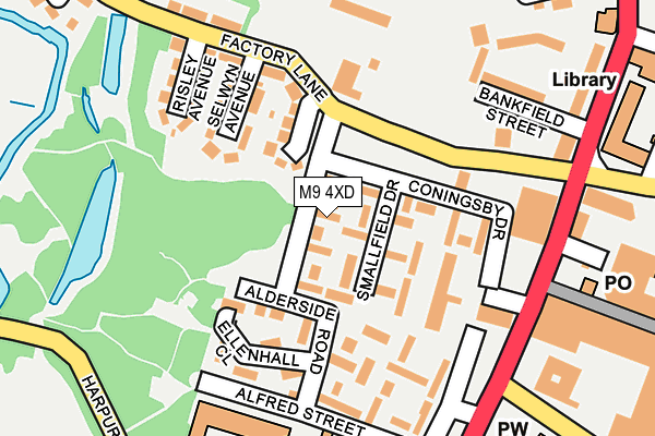 M9 4XD map - OS OpenMap – Local (Ordnance Survey)