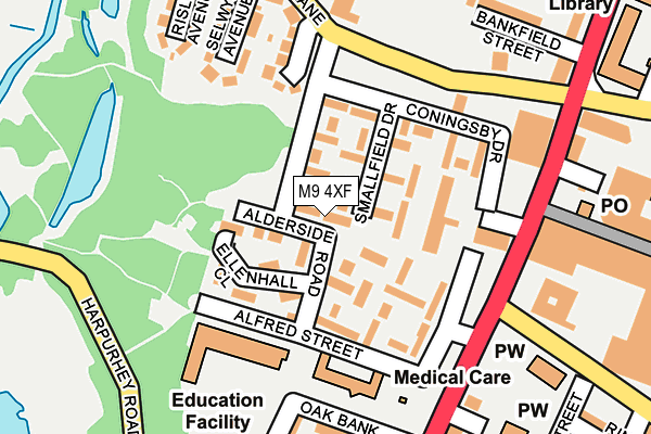 M9 4XF map - OS OpenMap – Local (Ordnance Survey)