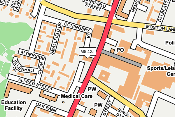 M9 4XJ map - OS OpenMap – Local (Ordnance Survey)