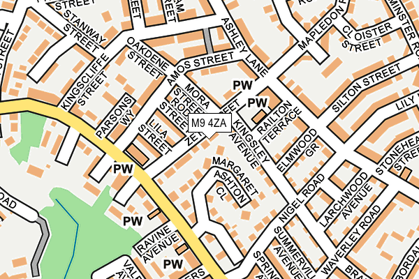 M9 4ZA map - OS OpenMap – Local (Ordnance Survey)