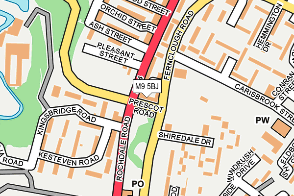 M9 5BJ map - OS OpenMap – Local (Ordnance Survey)