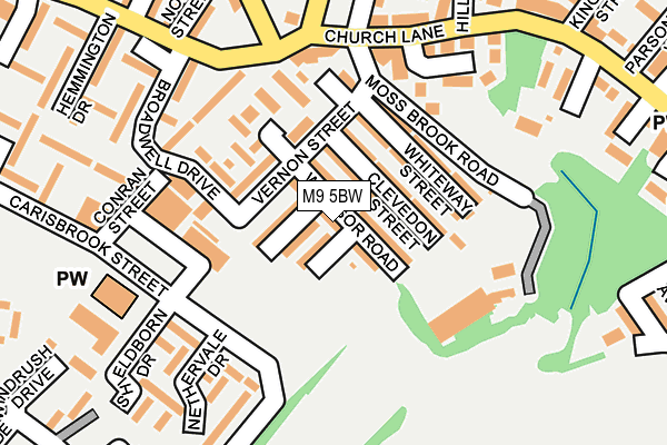 M9 5BW map - OS OpenMap – Local (Ordnance Survey)
