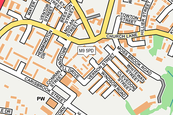 M9 5PD map - OS OpenMap – Local (Ordnance Survey)