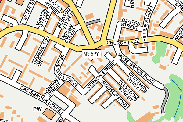 M9 5PY map - OS OpenMap – Local (Ordnance Survey)