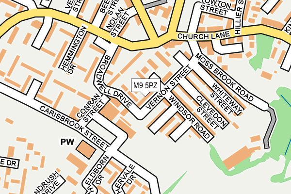 M9 5PZ map - OS OpenMap – Local (Ordnance Survey)