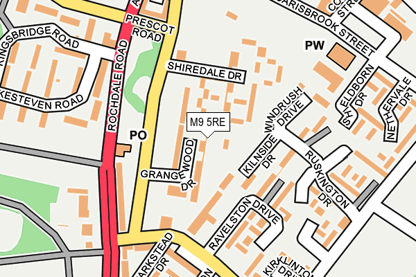 M9 5RE map - OS OpenMap – Local (Ordnance Survey)