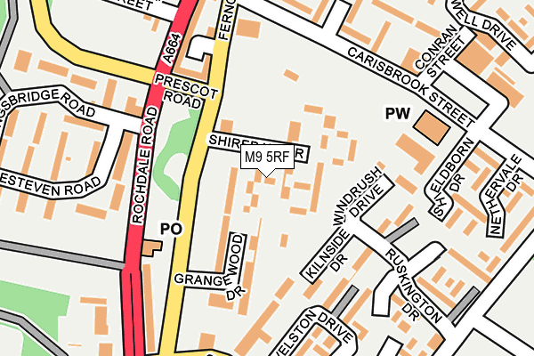 M9 5RF map - OS OpenMap – Local (Ordnance Survey)