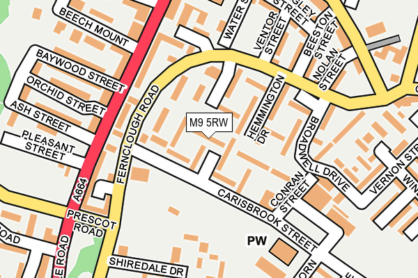 M9 5RW map - OS OpenMap – Local (Ordnance Survey)