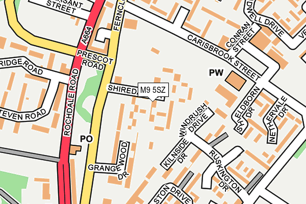 M9 5SZ map - OS OpenMap – Local (Ordnance Survey)
