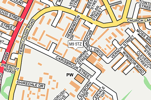 M9 5TZ map - OS OpenMap – Local (Ordnance Survey)