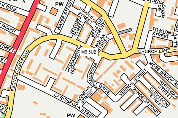M9 5UB map - OS OpenMap – Local (Ordnance Survey)