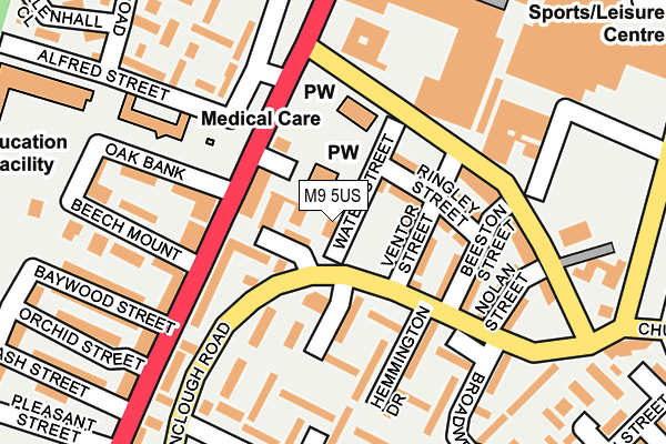 M9 5US map - OS OpenMap – Local (Ordnance Survey)