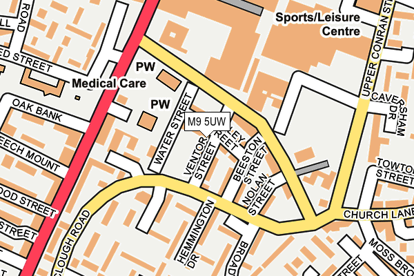 M9 5UW map - OS OpenMap – Local (Ordnance Survey)