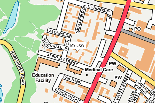 M9 5XW map - OS OpenMap – Local (Ordnance Survey)