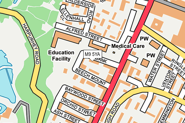 M9 5YA map - OS OpenMap – Local (Ordnance Survey)