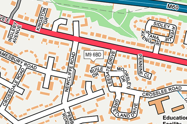 M9 6BD map - OS OpenMap – Local (Ordnance Survey)