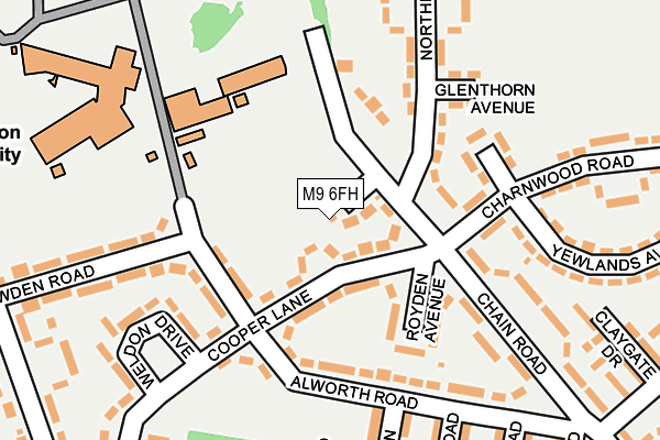 M9 6FH map - OS OpenMap – Local (Ordnance Survey)