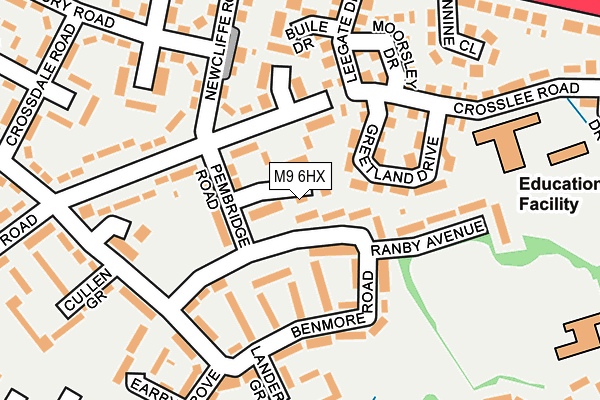 M9 6HX map - OS OpenMap – Local (Ordnance Survey)