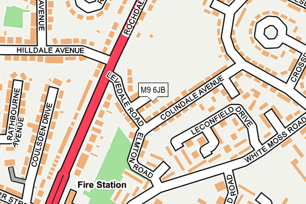 M9 6JB map - OS OpenMap – Local (Ordnance Survey)