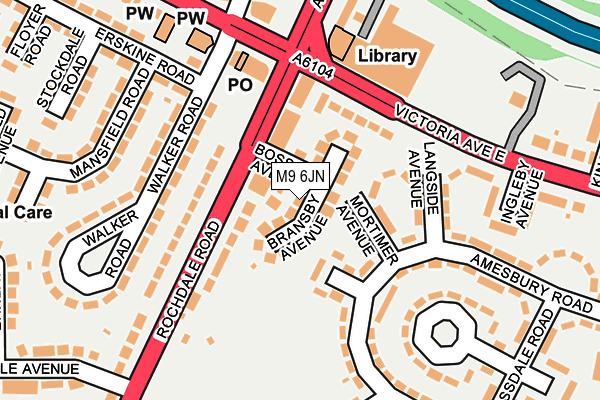M9 6JN map - OS OpenMap – Local (Ordnance Survey)