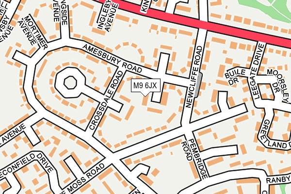 M9 6JX map - OS OpenMap – Local (Ordnance Survey)