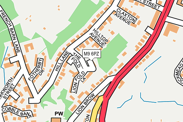 M9 6PZ map - OS OpenMap – Local (Ordnance Survey)