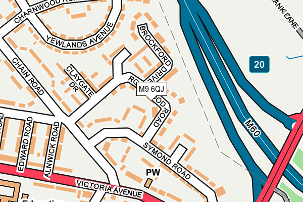 M9 6QJ map - OS OpenMap – Local (Ordnance Survey)