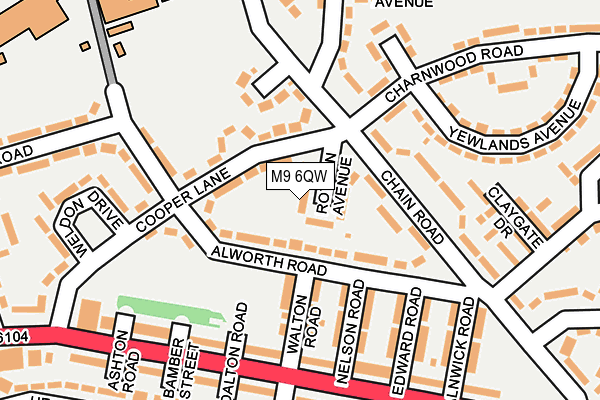 M9 6QW map - OS OpenMap – Local (Ordnance Survey)