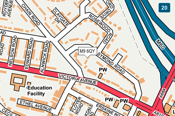 M9 6QY map - OS OpenMap – Local (Ordnance Survey)