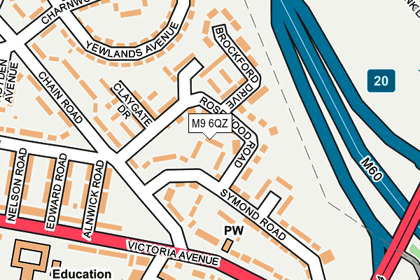M9 6QZ map - OS OpenMap – Local (Ordnance Survey)