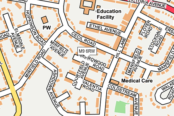 M9 6RW map - OS OpenMap – Local (Ordnance Survey)