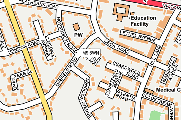 M9 6WN map - OS OpenMap – Local (Ordnance Survey)