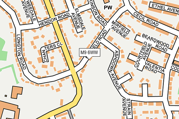 M9 6WW map - OS OpenMap – Local (Ordnance Survey)