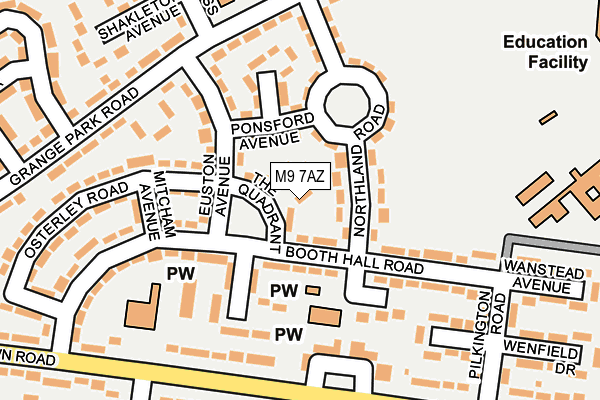 M9 7AZ map - OS OpenMap – Local (Ordnance Survey)
