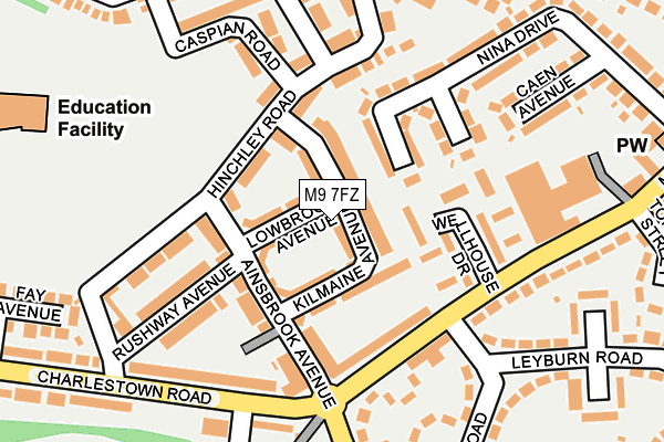 M9 7FZ map - OS OpenMap – Local (Ordnance Survey)
