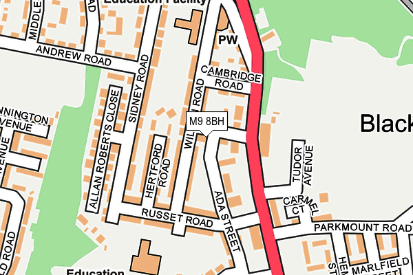 M9 8BH map - OS OpenMap – Local (Ordnance Survey)
