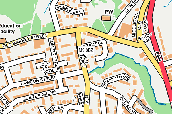 M9 8BZ map - OS OpenMap – Local (Ordnance Survey)