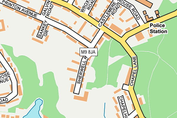 M9 8JA map - OS OpenMap – Local (Ordnance Survey)
