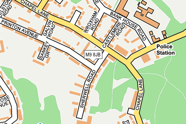 M9 8JB map - OS OpenMap – Local (Ordnance Survey)