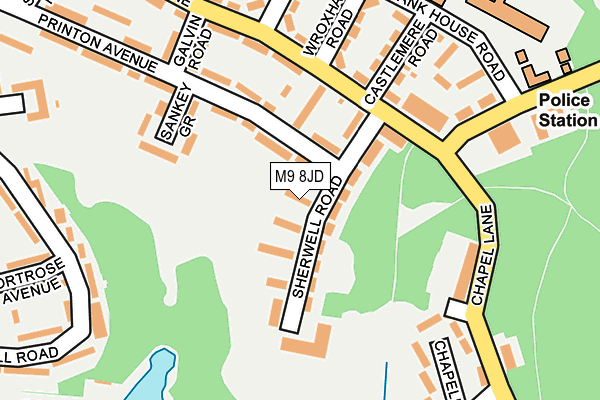 M9 8JD map - OS OpenMap – Local (Ordnance Survey)