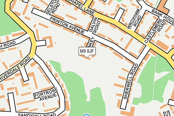 M9 8JF map - OS OpenMap – Local (Ordnance Survey)