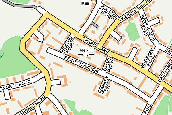 M9 8JJ map - OS OpenMap – Local (Ordnance Survey)
